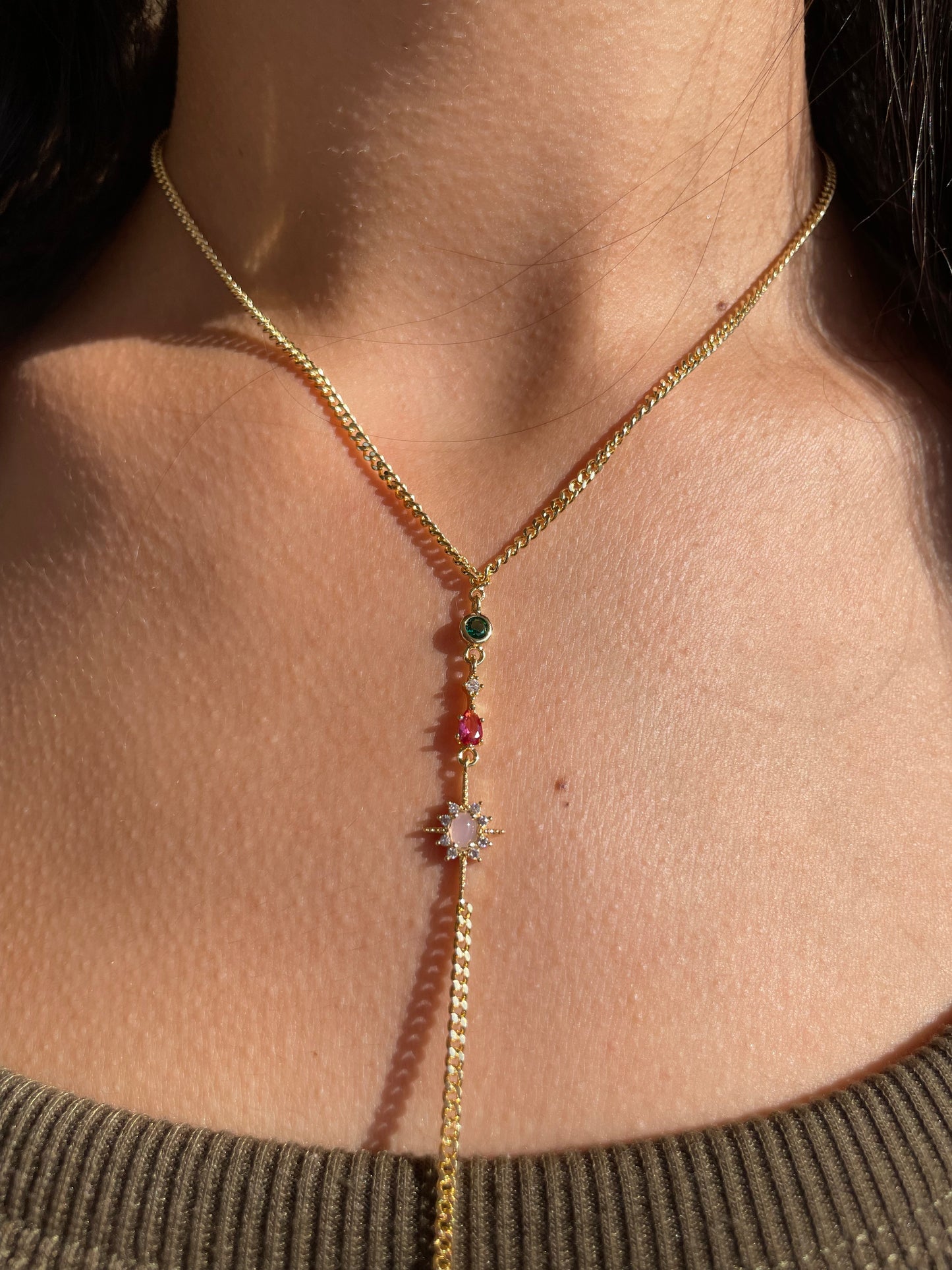 Starburst Colored Drop Necklace