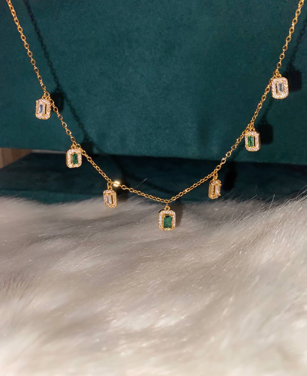 Emerald White Baguette Necklace