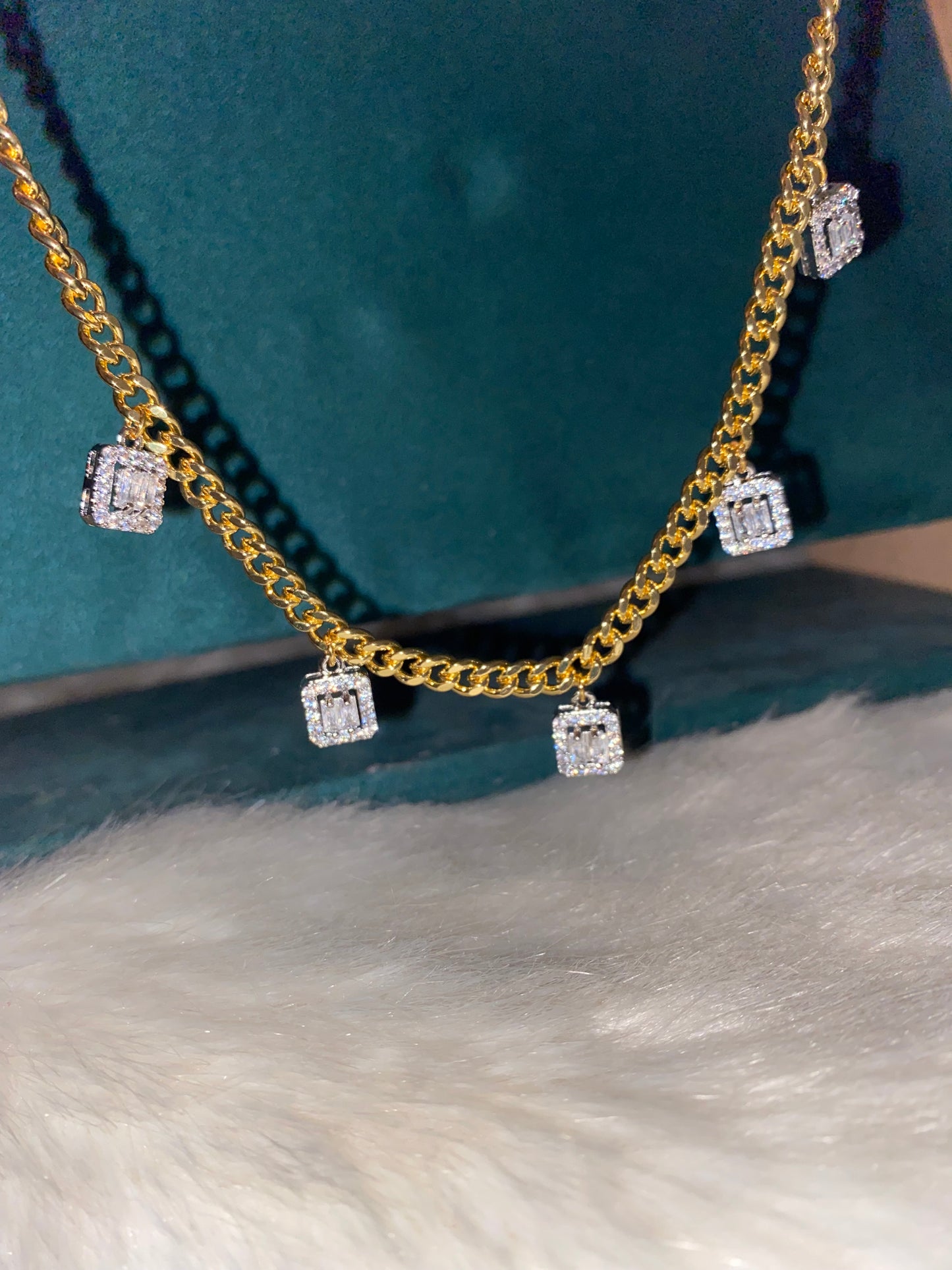 Baguette Diamond Gold Necklace