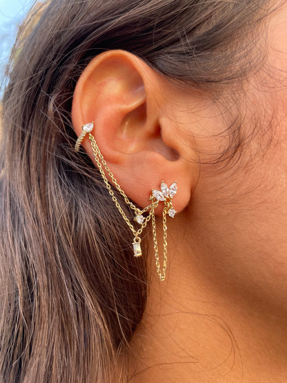 Flower Chain Fake Earring