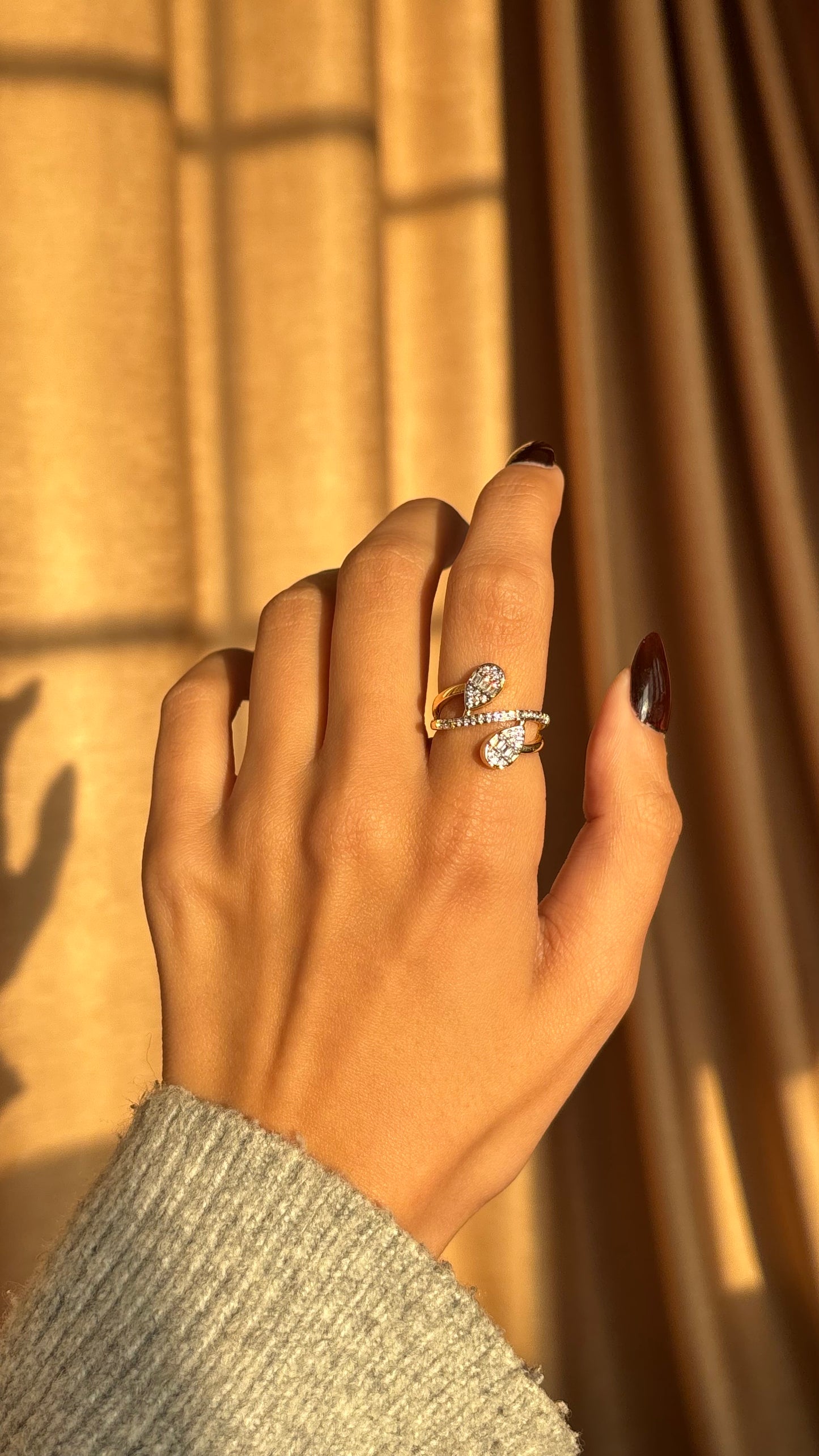 Double Pear Gold Ring