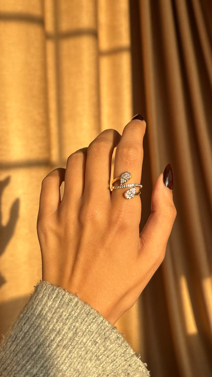 Double Pear Gold Ring