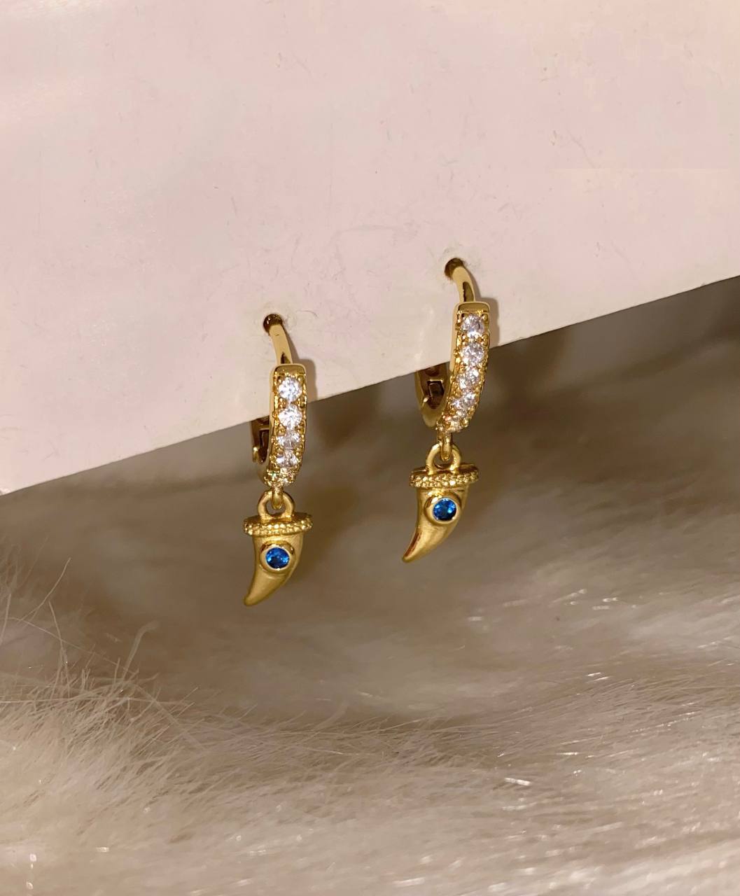 Dainty Horn Charm Earrings