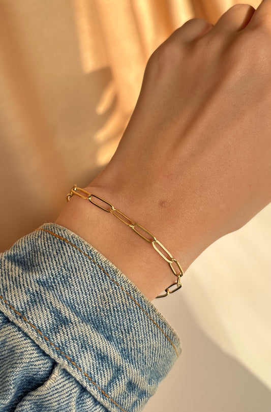 Paperclip Link Gold Bracelet