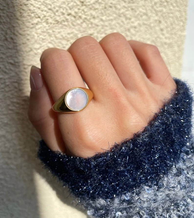 Natural Round Marble Ring