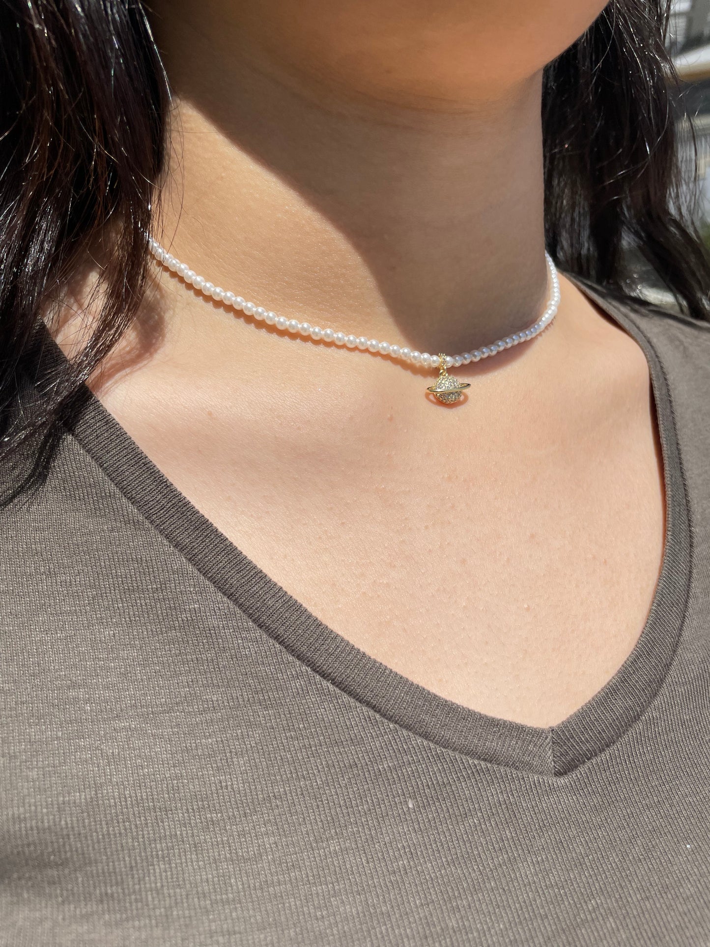 Mini Saturn Pearl Necklace