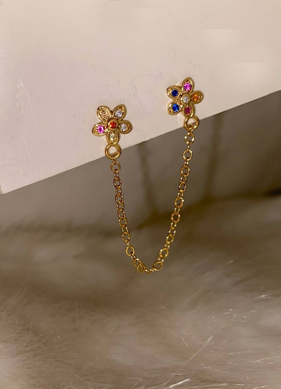 Flower Colors Chain Earrings