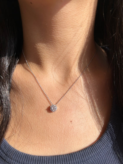 Diamond Stone Silver Necklace