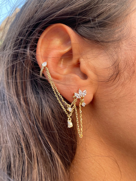 Flower Chain Fake Earring