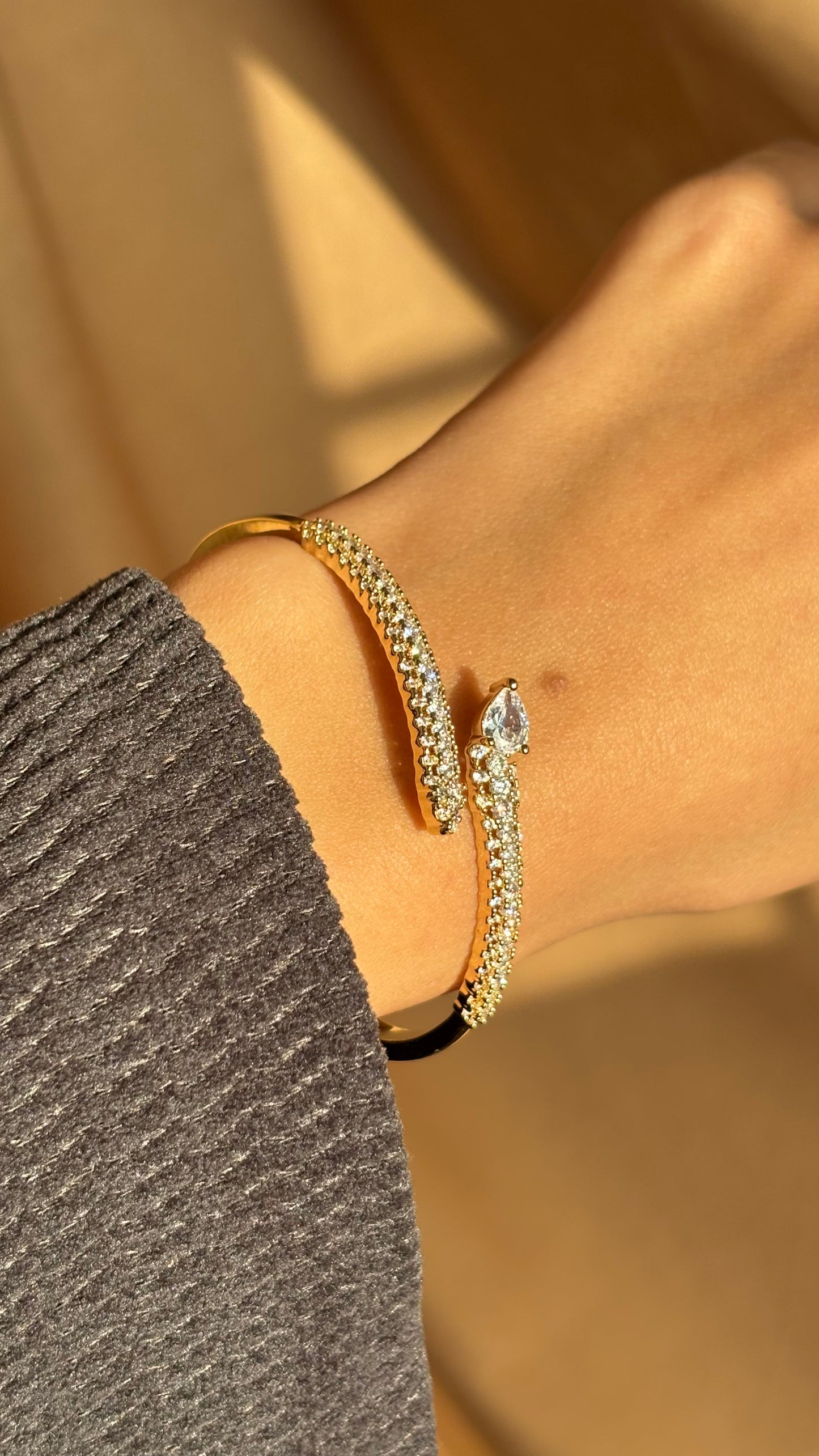 Wave Diamond Bangle