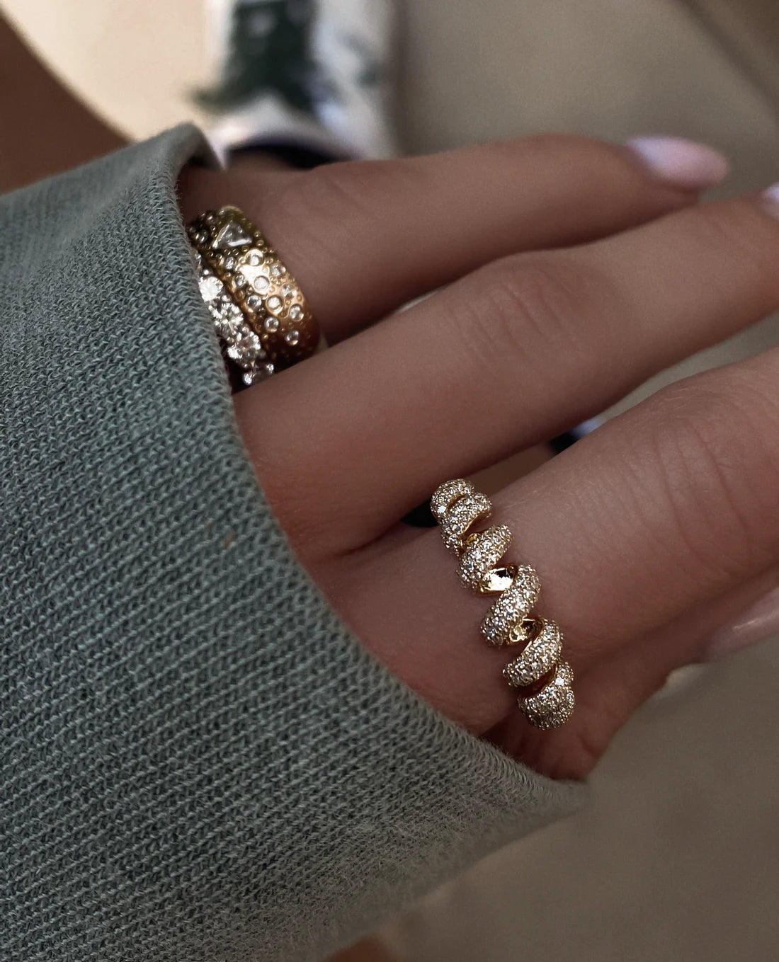 gold and diamond spring ring
