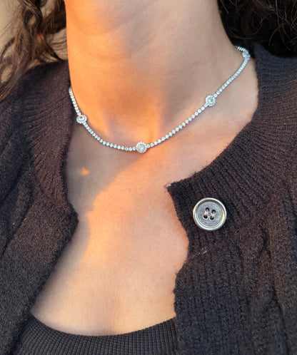 Round Diamond Silver Choker