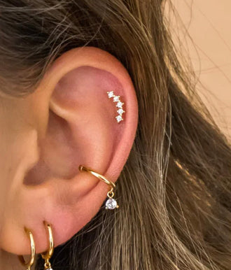 Mini tennis diamond piercing