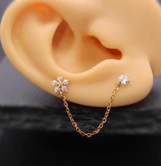 Flower chain earrings