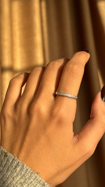 Thin Tennis Silver Ring