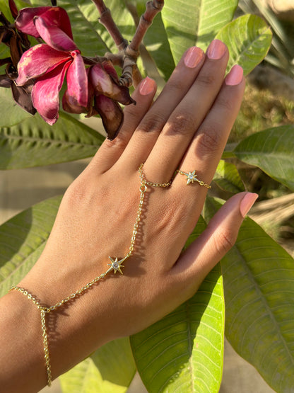 Star Diamond Ring & Hand Chain