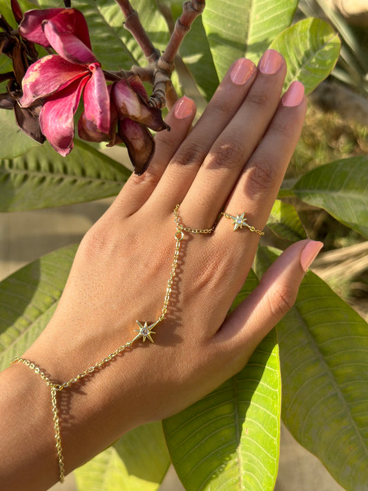 Star Diamond Ring & Hand Chain