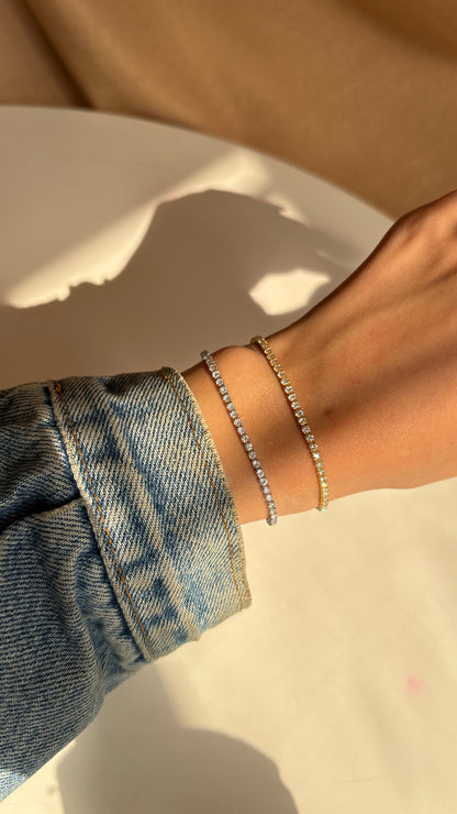 Thin Tennis Bracelet Adjustable Lock