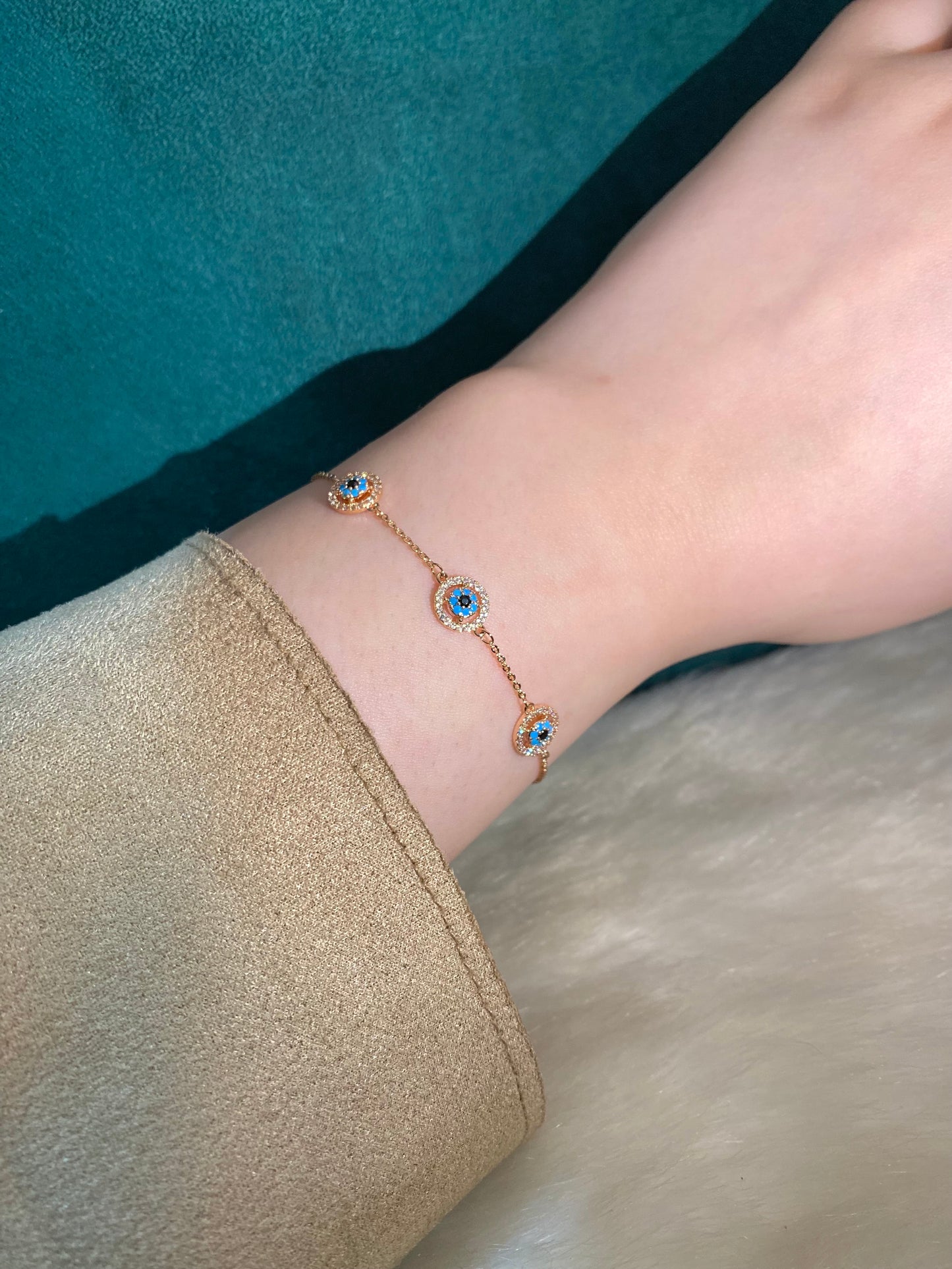 Rosegold Evil Eye Bracelet