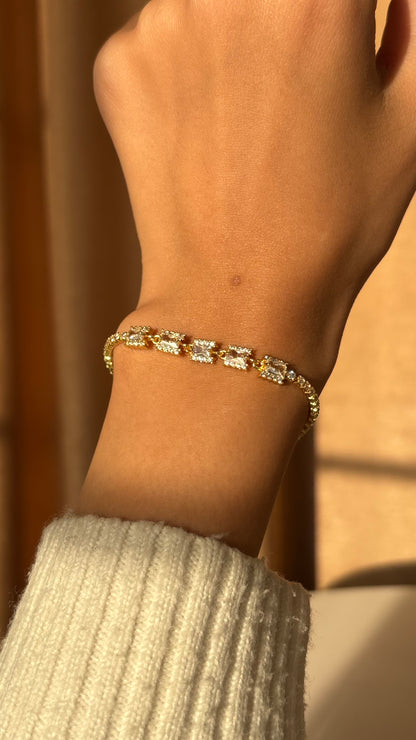 Rectangular Gold Tennis Bracelet