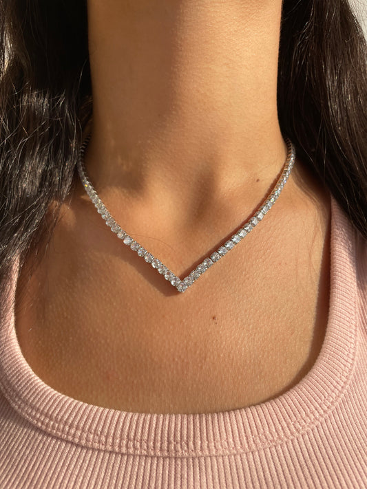 Diamond Silver Cascade Choker