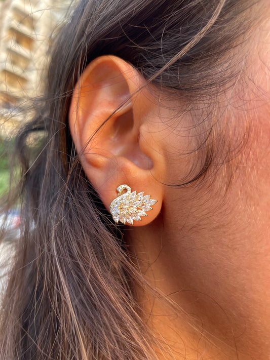 Gold Swan Earrings