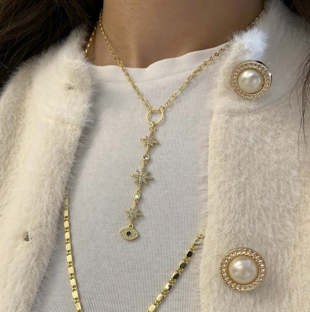 Evil Eye Stars Drop Necklace