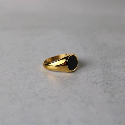 Black Circle Ring Gold