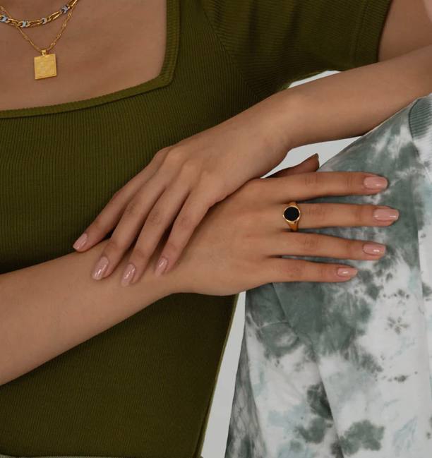 Black Circle Ring Gold