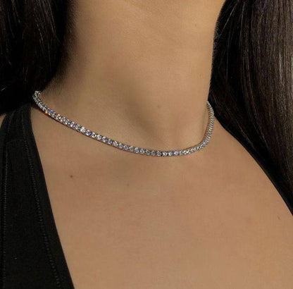 Classic Choker Tennis Silver Necklace