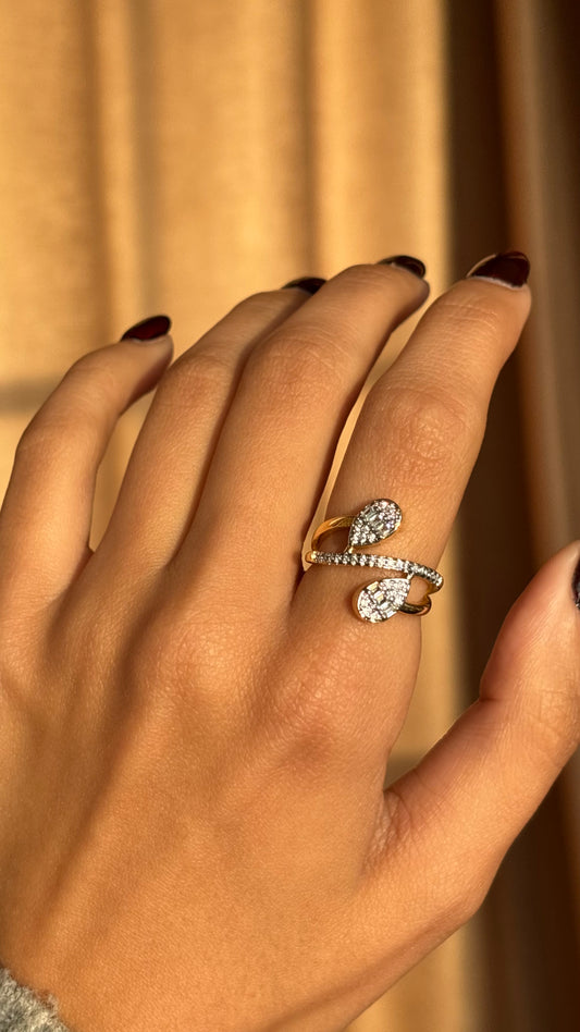 Double Pear Gold Ring