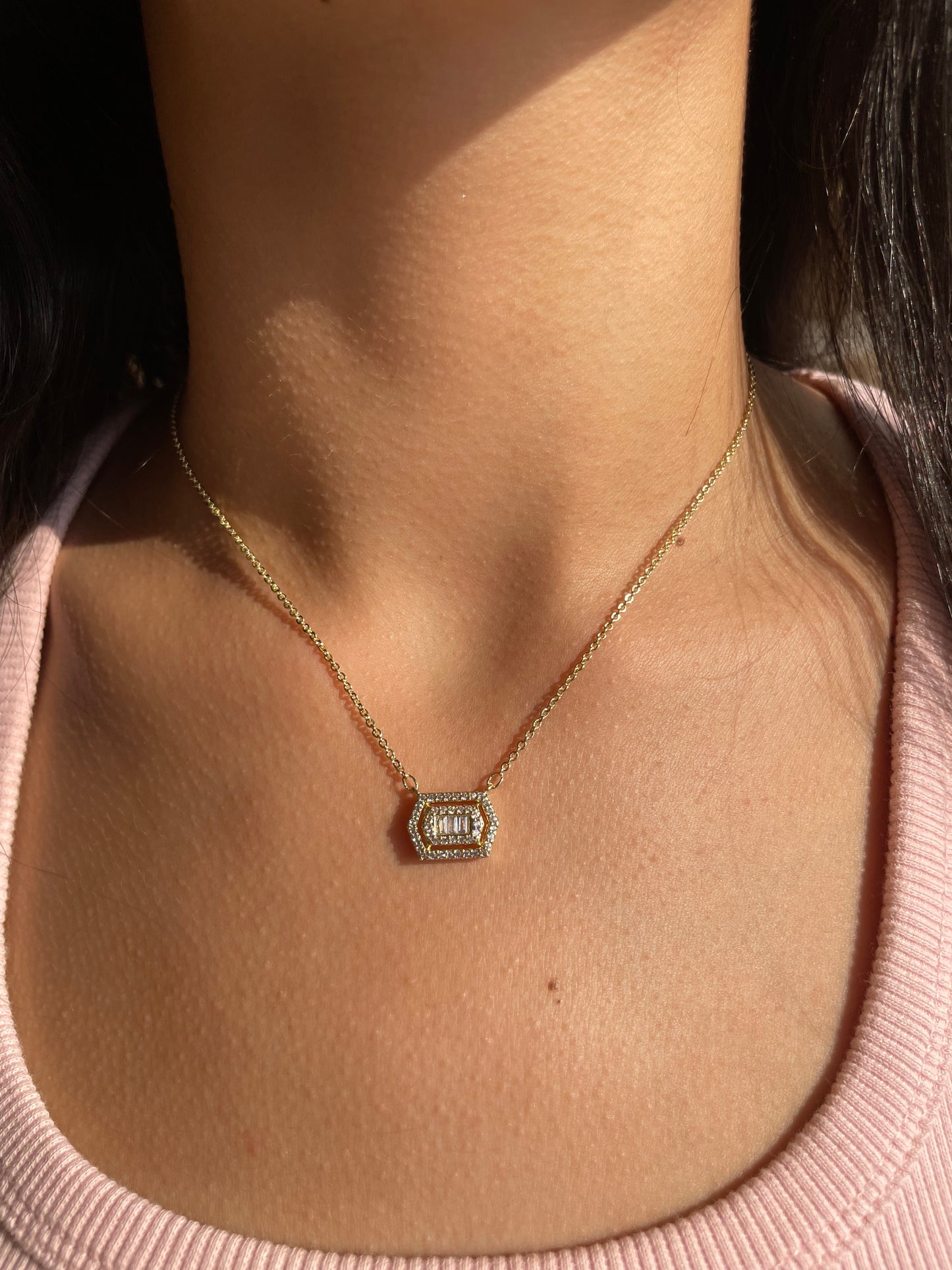 Single Baguette Gold Necklace