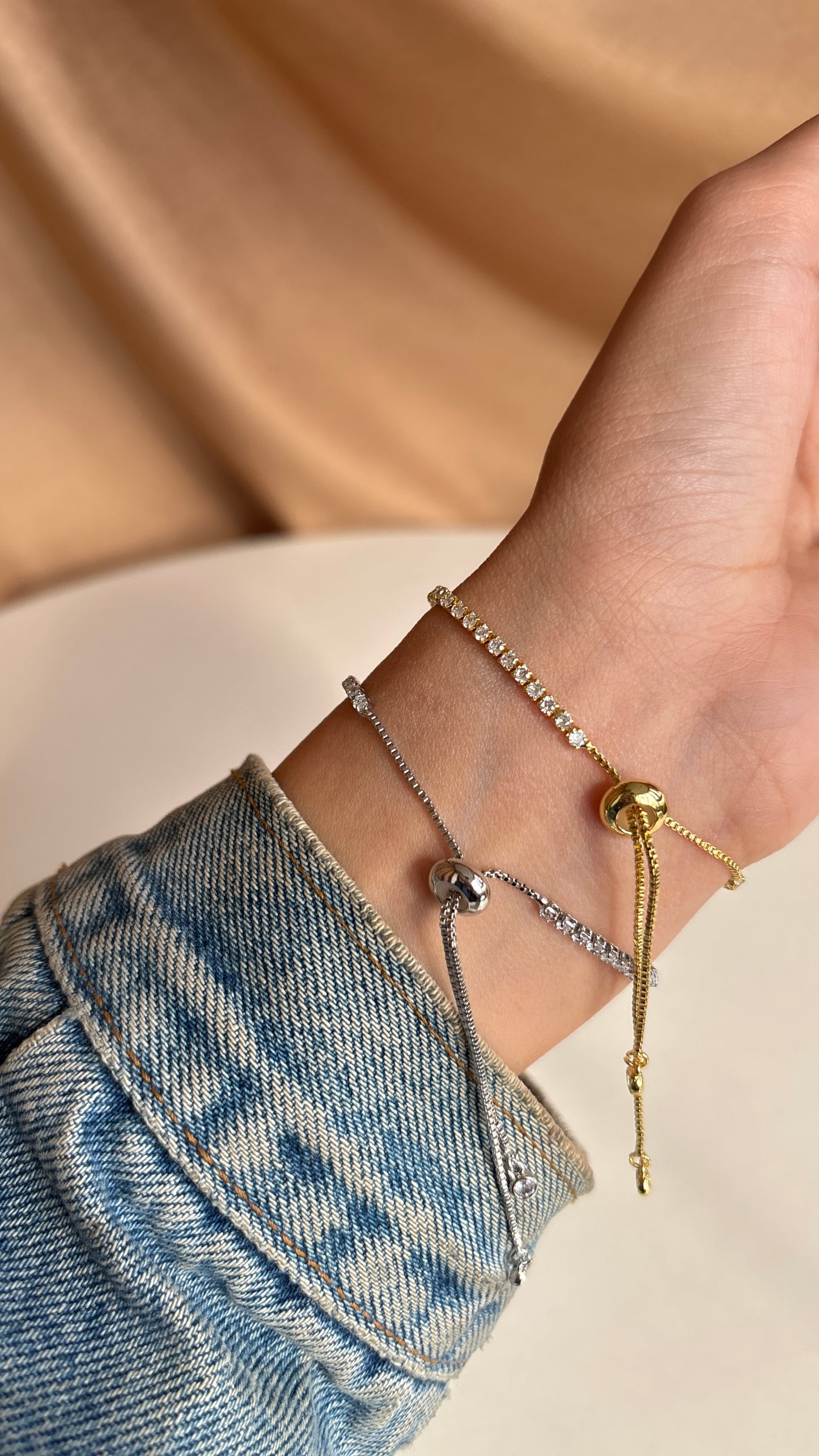 Thin Tennis Bracelet Adjustable Lock