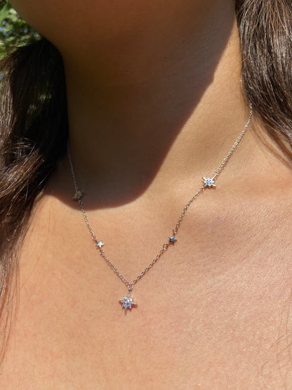 Stars Diamonds Silver Choker