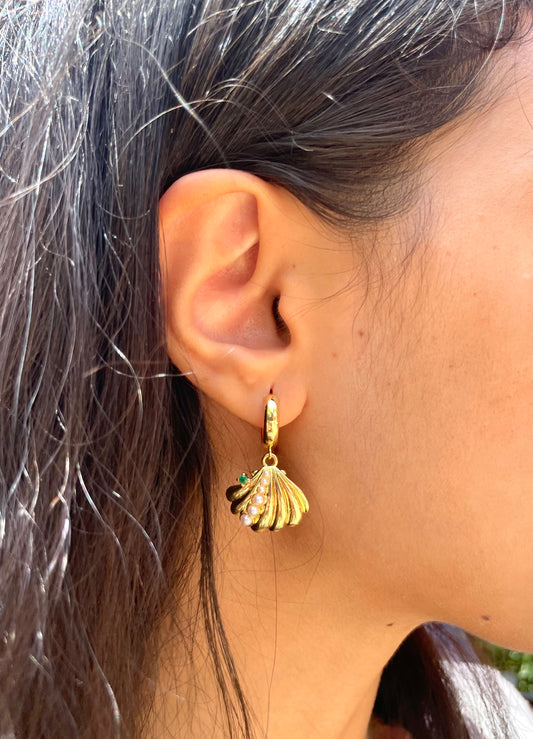 Green Shell Earrings