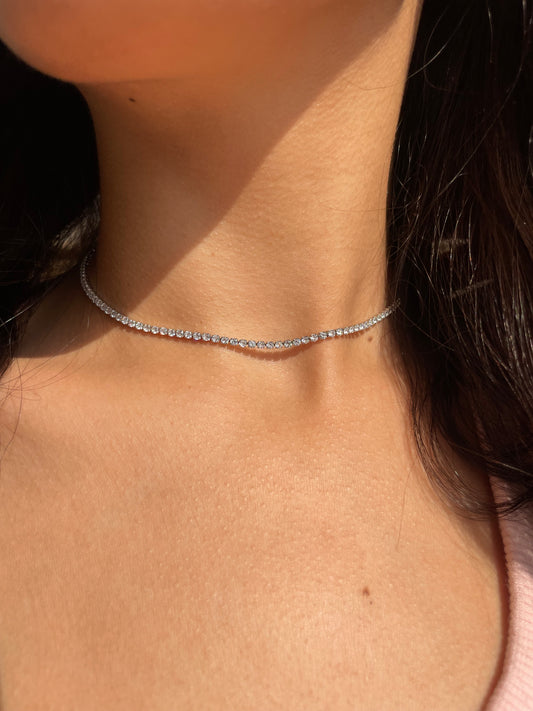 Adjustable tennis silver choker