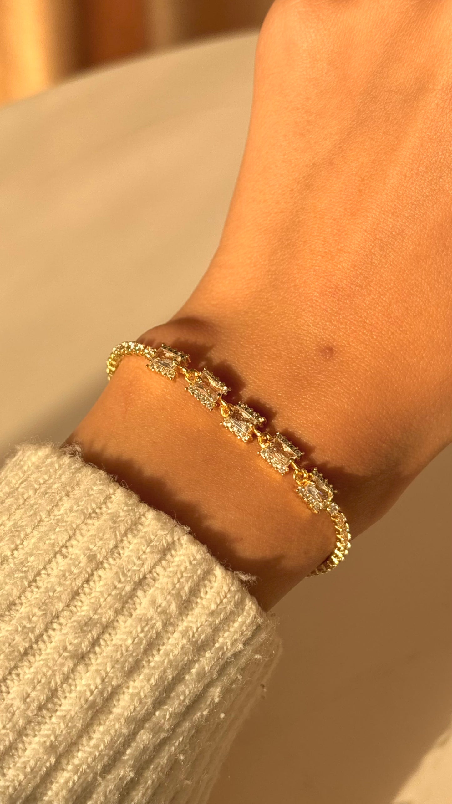 Rectangular Gold Tennis Bracelet