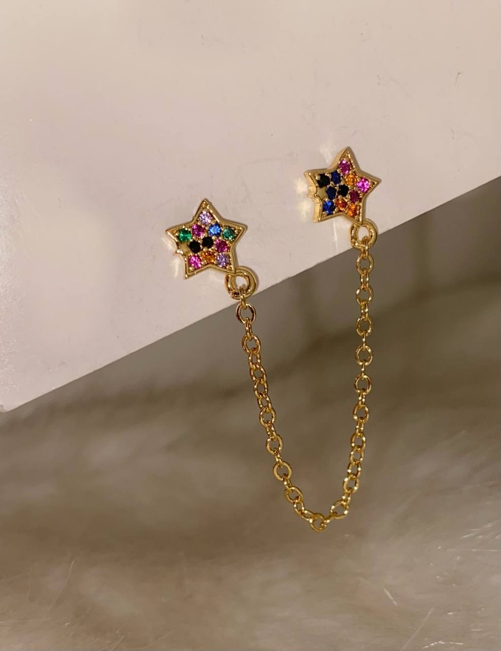 Stars Colors Chain Earrings