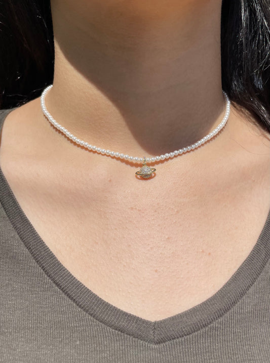Mini Saturn Pearl Necklace