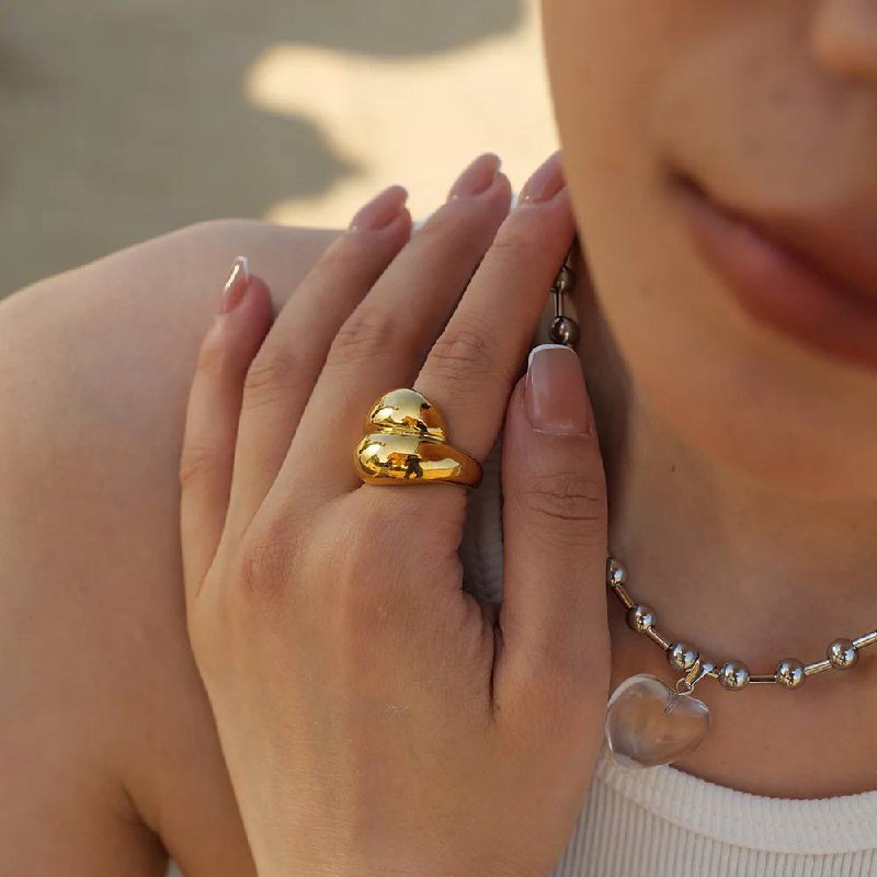 Double Chunky Ring Gold