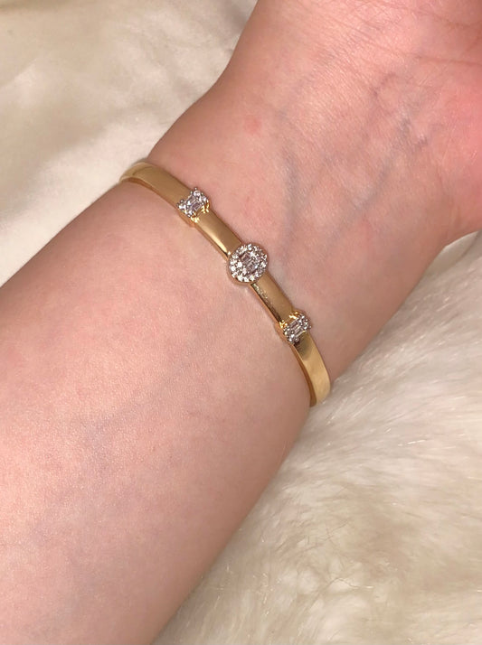 Round Baguette Diamond Bangle