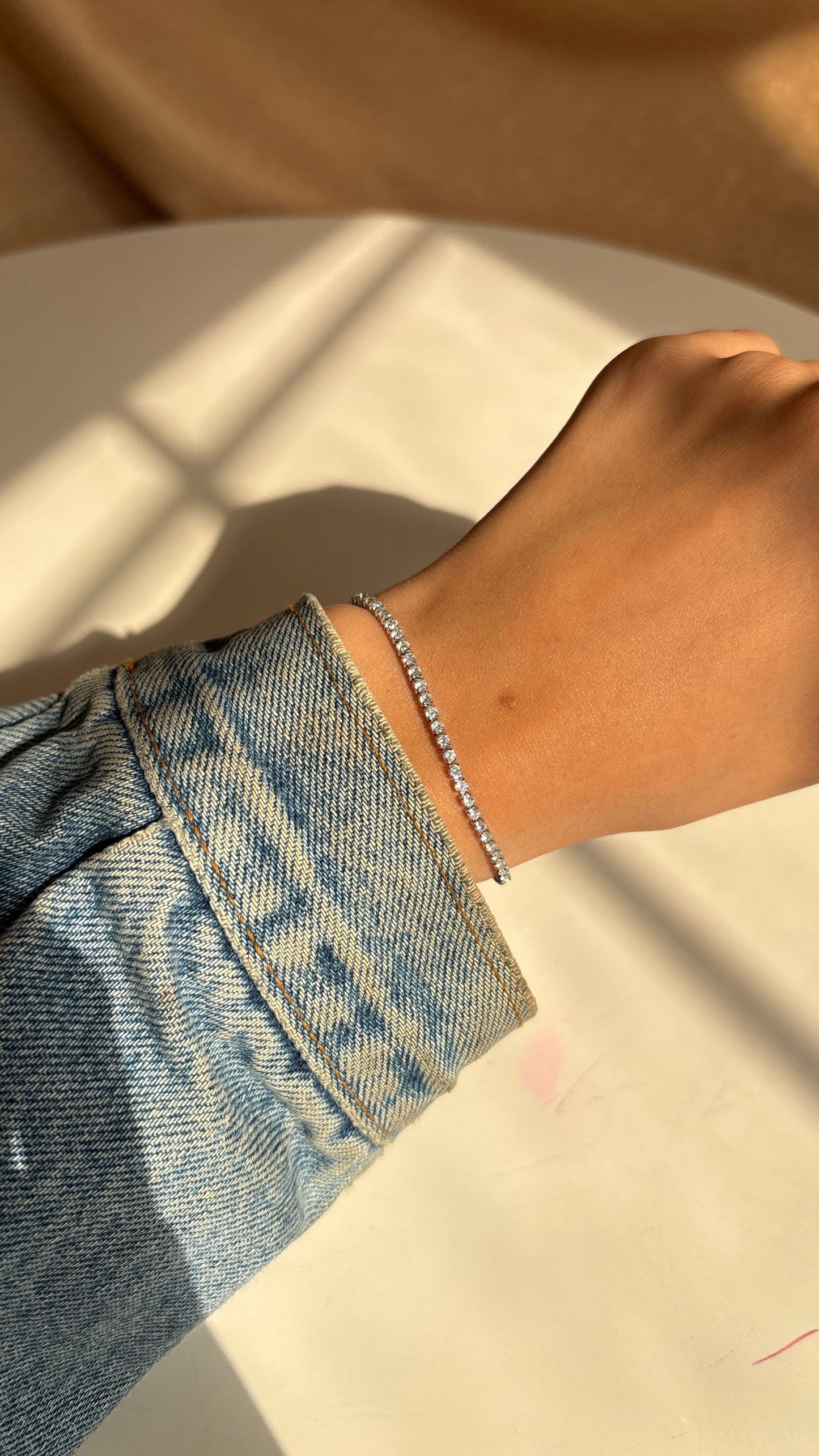 Thin Tennis Bracelet Adjustable Lock