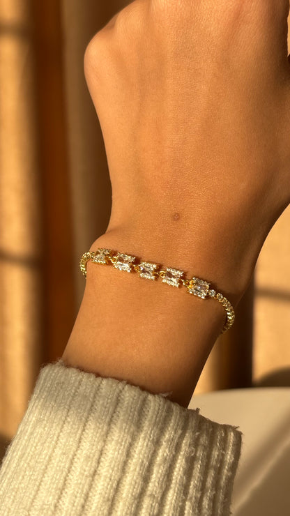 Rectangular Gold Tennis Bracelet