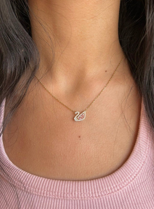 Pink Gold Swan Necklace