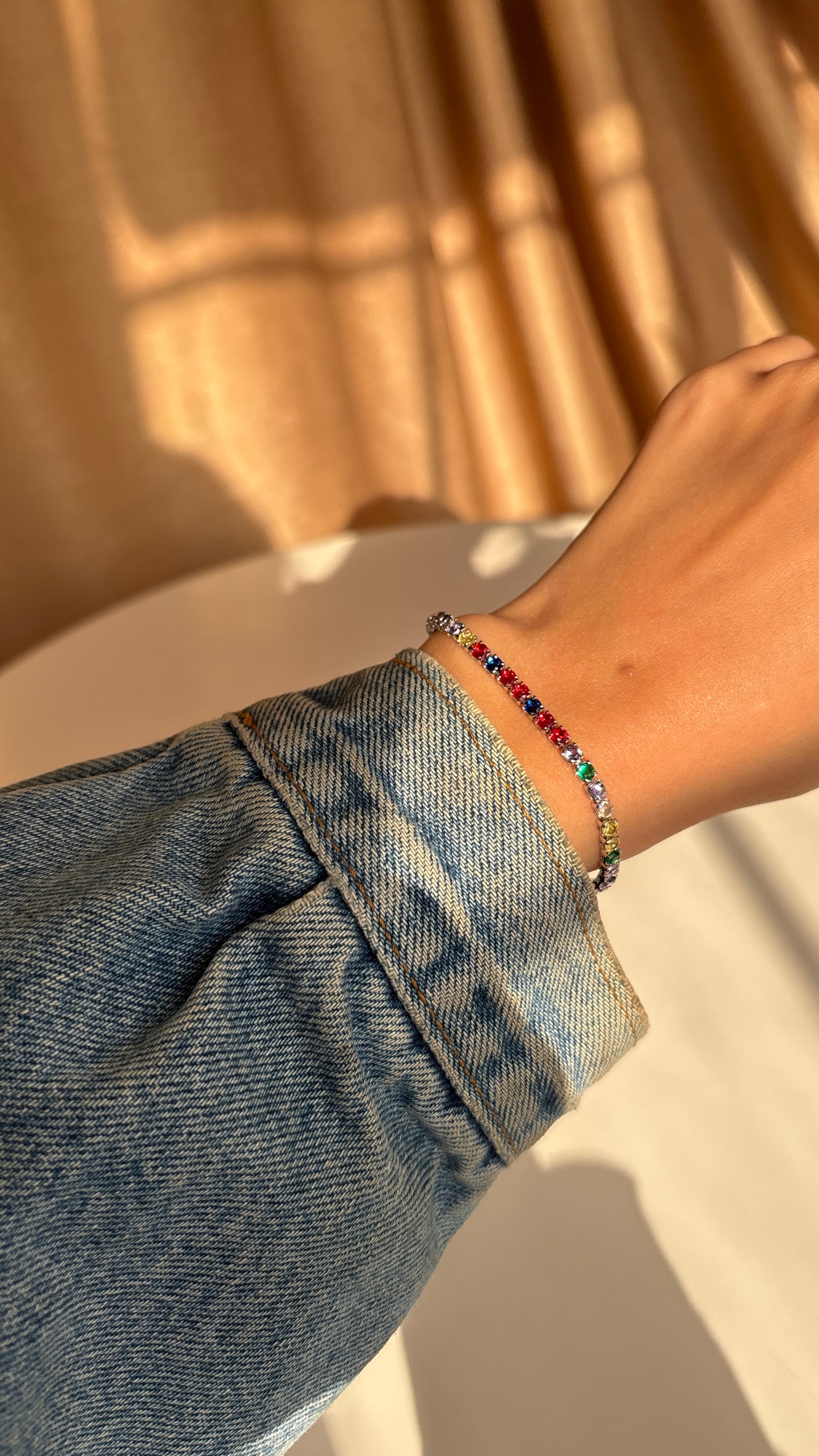 Colored Small Silver Tennis Bracelet