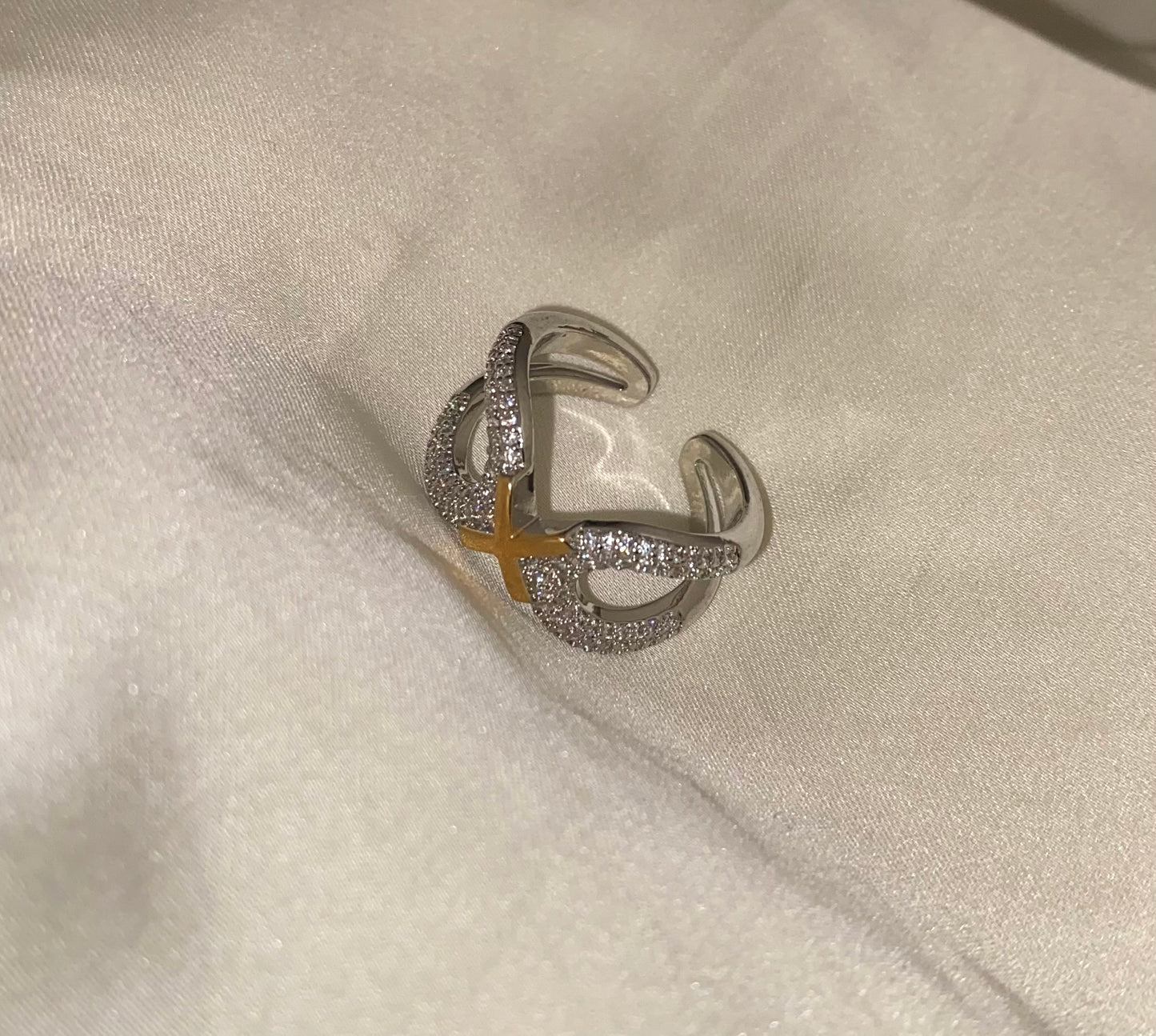 Cross SilverxGold Ring