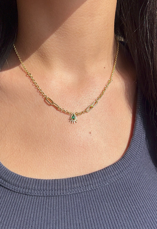 Emerald Green Lynx Necklace