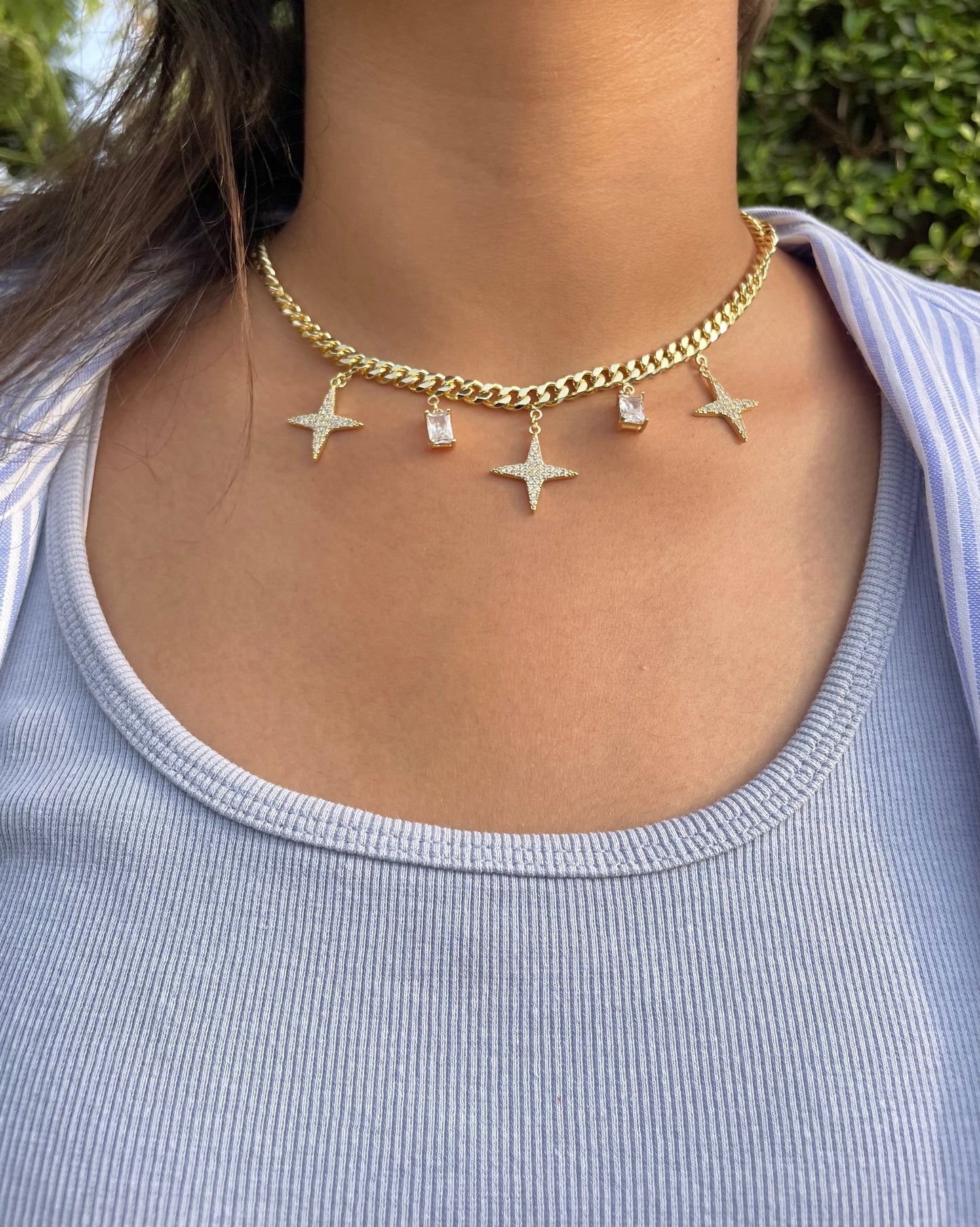 Diamond Chain Star Necklace