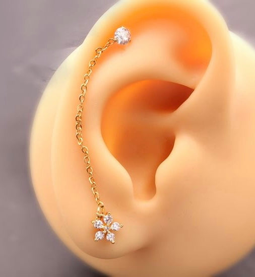 Flower chain earrings