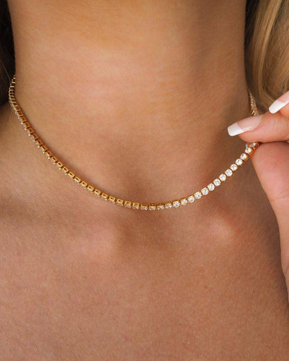 Thin Tennis Gold Necklace